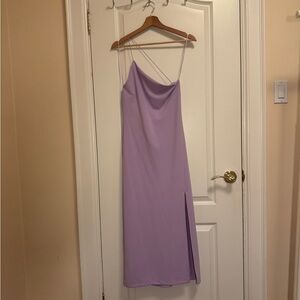 BRAND NEW Elegant Lavender Asymmetrical Strappy Open Back Midi Dress with Slit